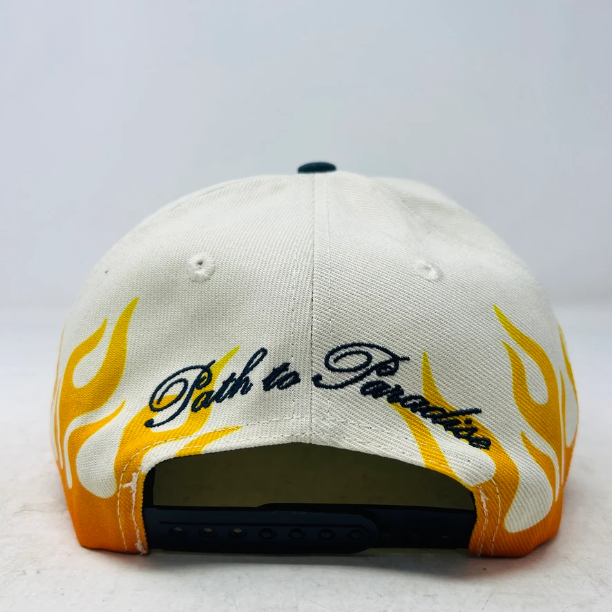 Hellstar Flame Vintage Snapback Hat Cream/Navy - Image 2