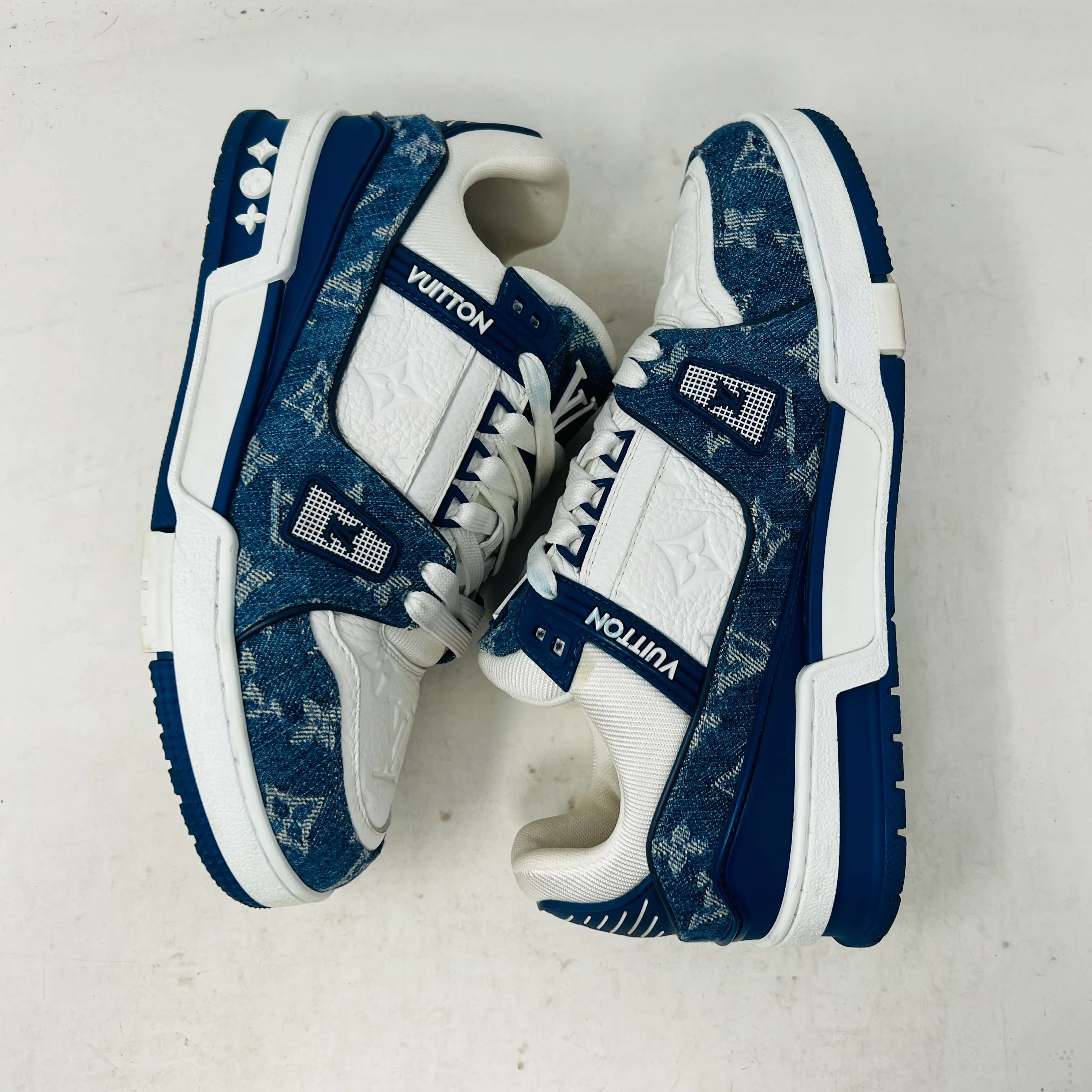 Louis Vuitton LV Trainer Monogram Denim White Blue - Image 3