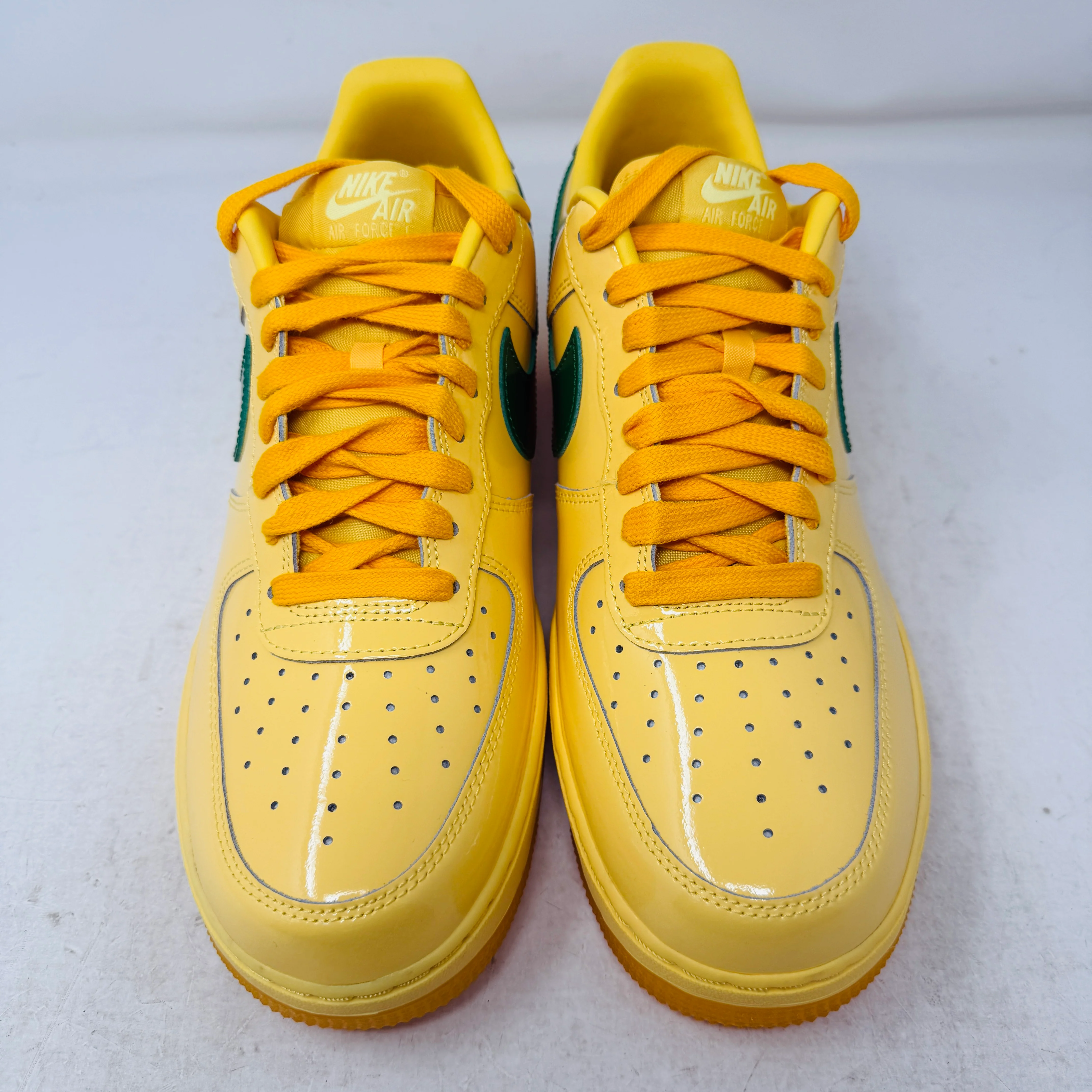 Nike Air Force 1 Low Patent Leather Topaz Gold Pine Green - Image 2