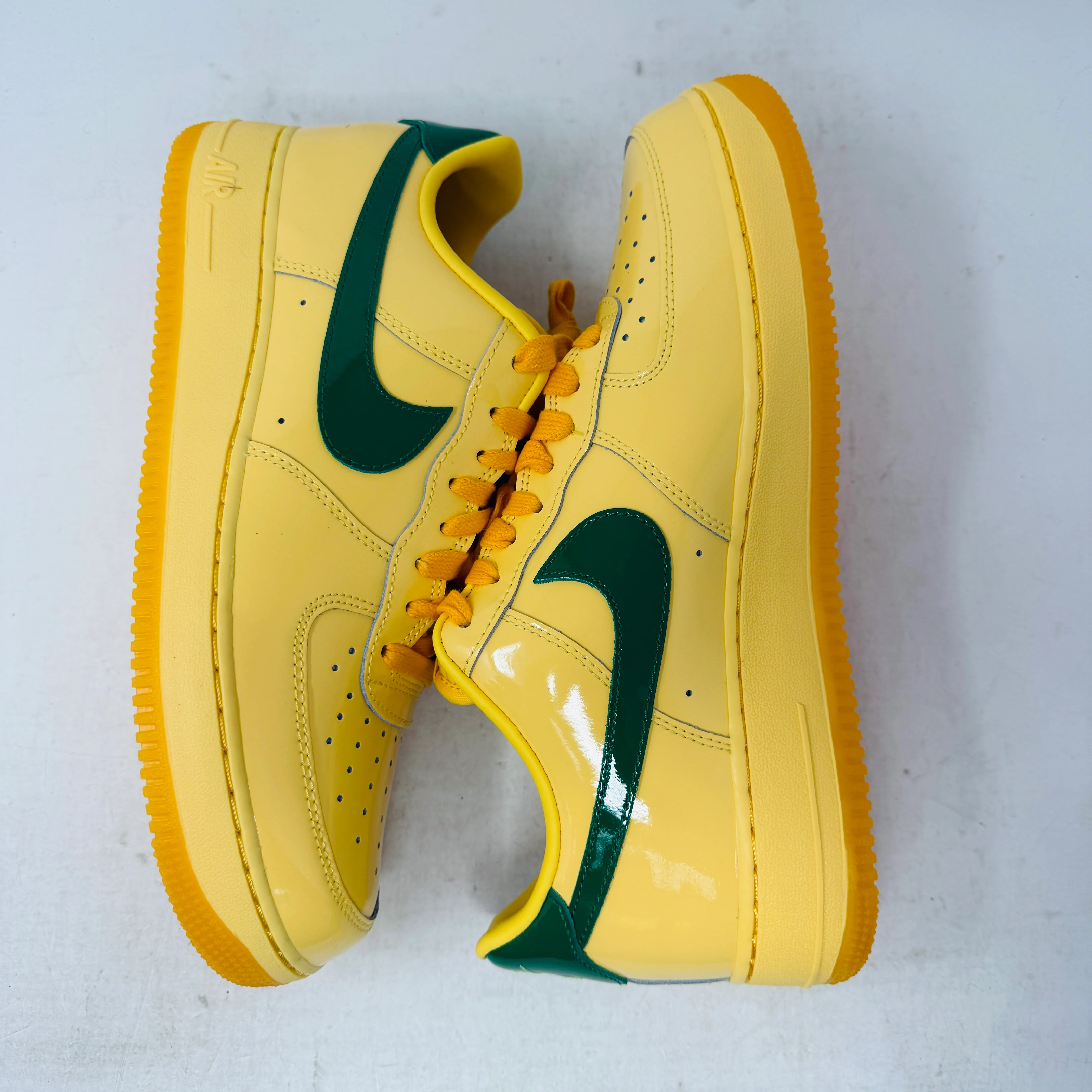 Nike Air Force 1 Low Patent Leather Topaz Gold Pine Green - Image 3