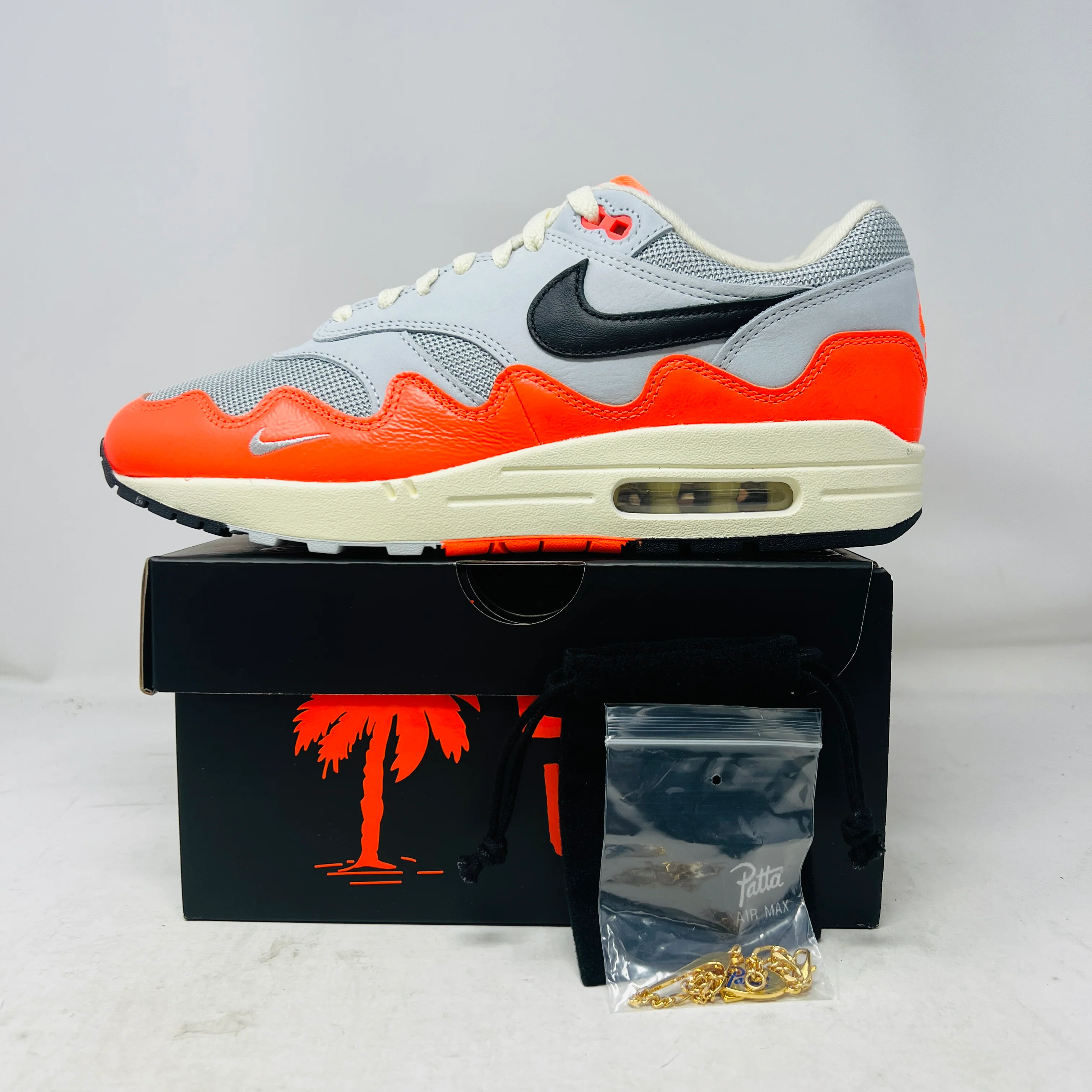 Nike Air Max 1 Patta Waves Hyper Crimson Pure Platinum (With Bracelet)