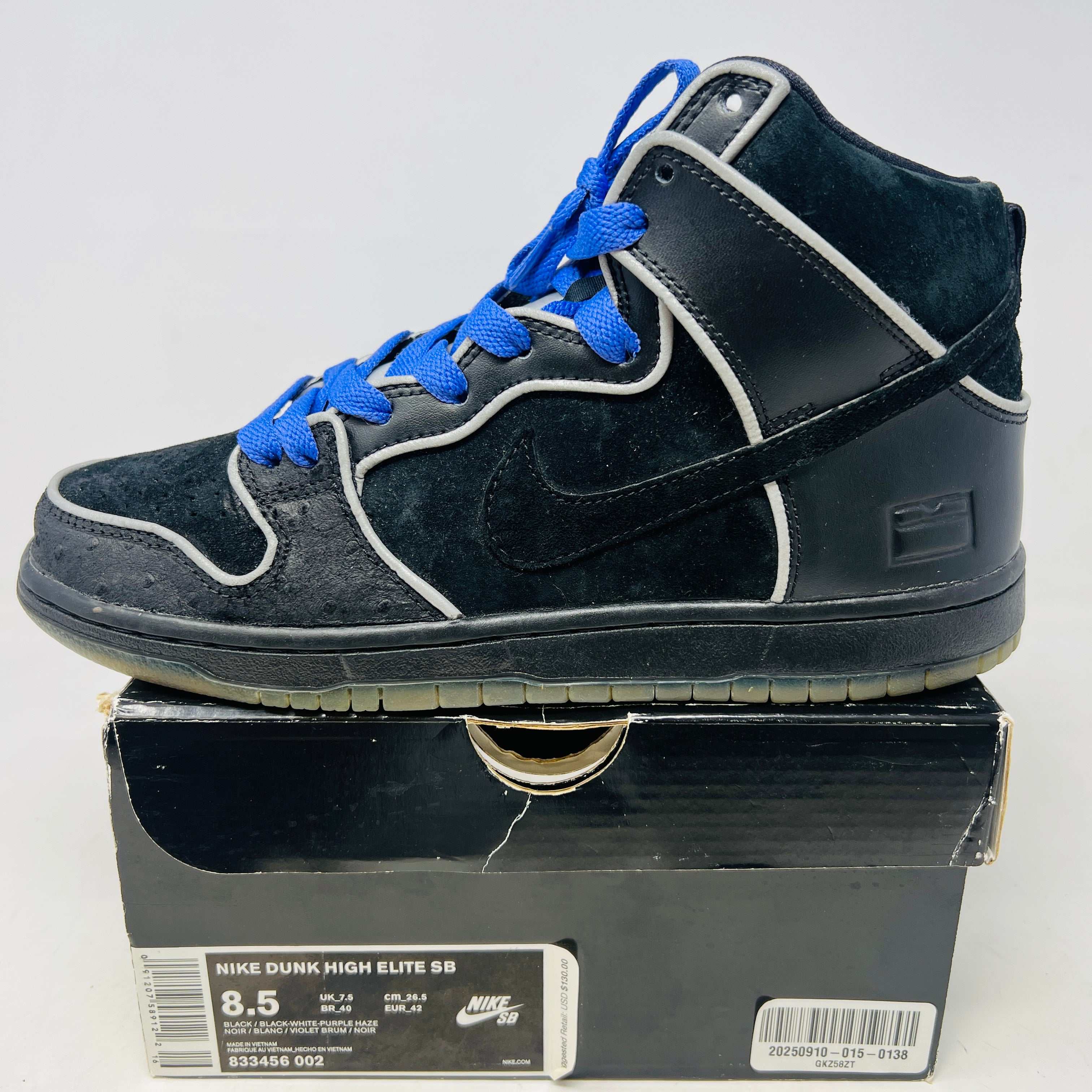 Nike SB Dunk High Black Purple Box