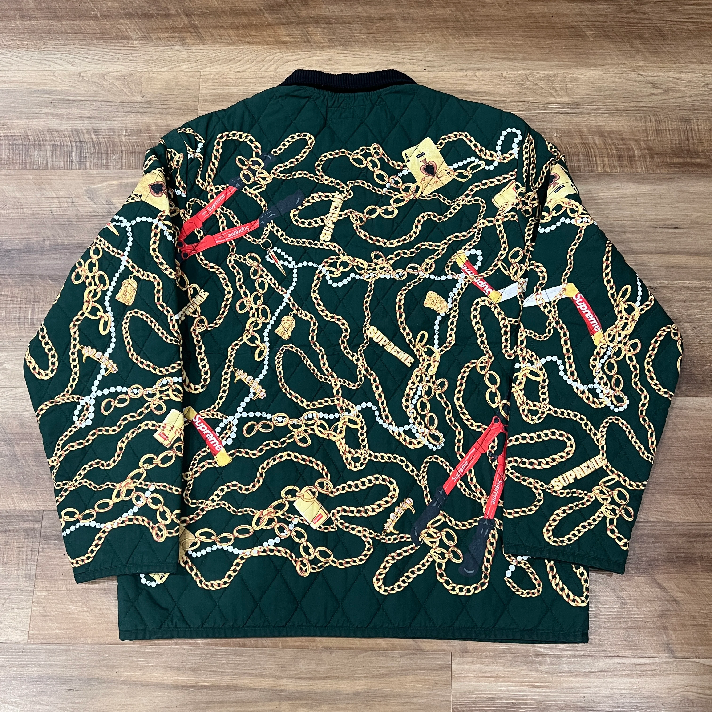 Supreme Chains Quilted Jacket Dark Green - Image 2