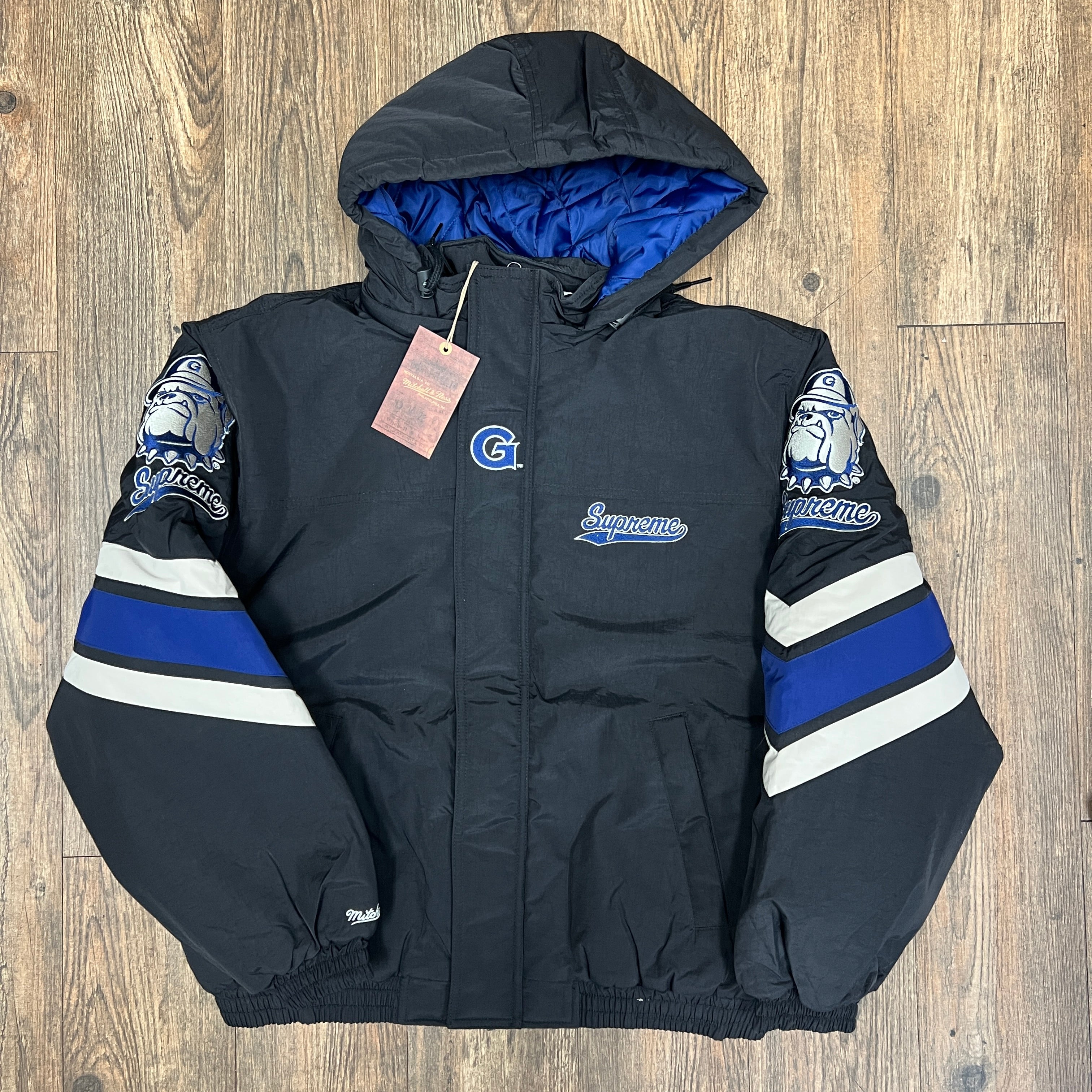 Supreme Mitchell & Ness NCAA Hooded Stadium Jacket Black Georgetown