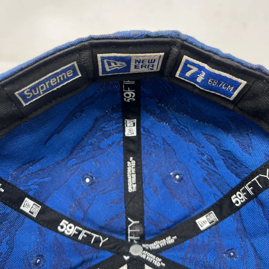 Supreme New Era Tiger Stripe Box Logo Fitted Blue - Image 3