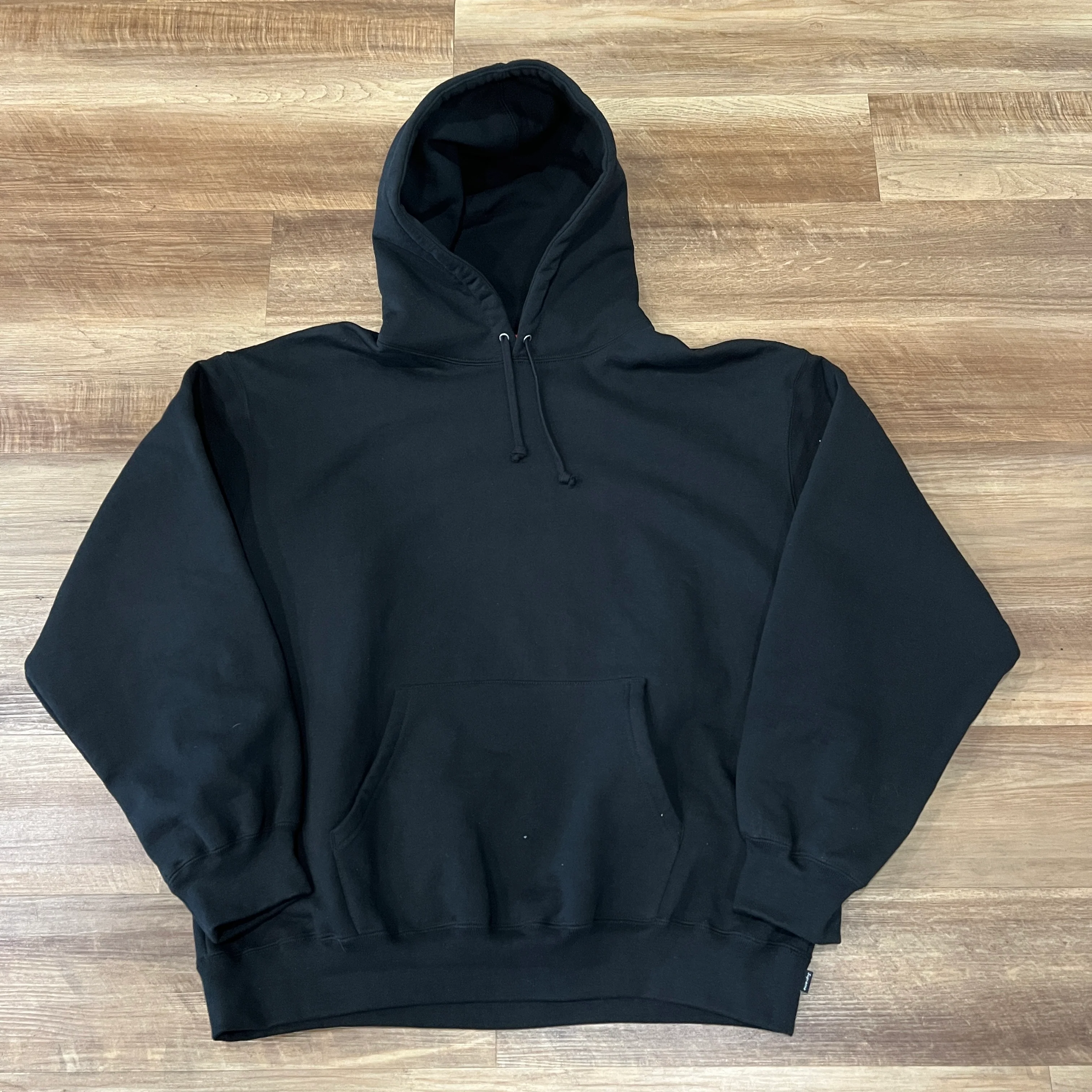 Supreme Satin Appliqué Hooded Sweatshirt Black - Image 2