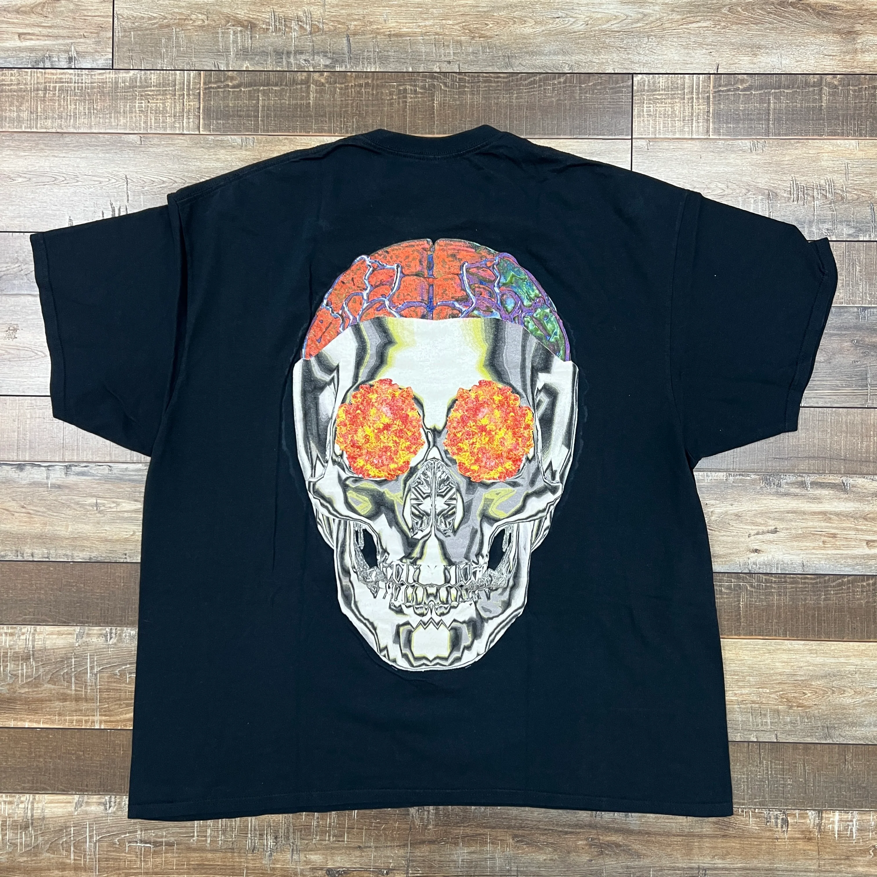 Travis Scott Birds Eye View 2017 Tour Black Astroworld Skull Shirt - Image 2